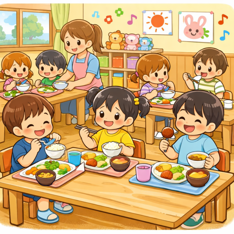 保育園の食事風景イメージ